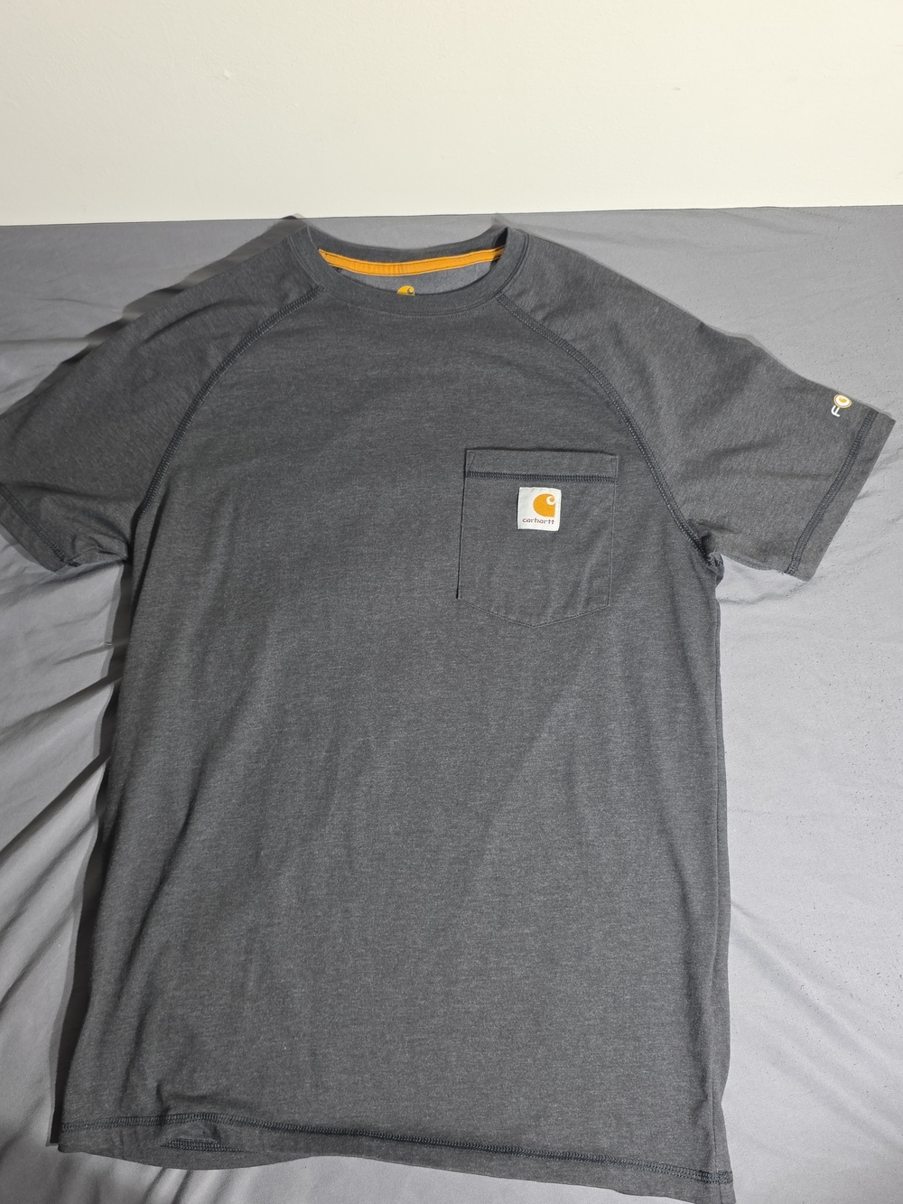 Carhartt Force Charcoal Short-Sleeve Pocket Tee with Gold Trim